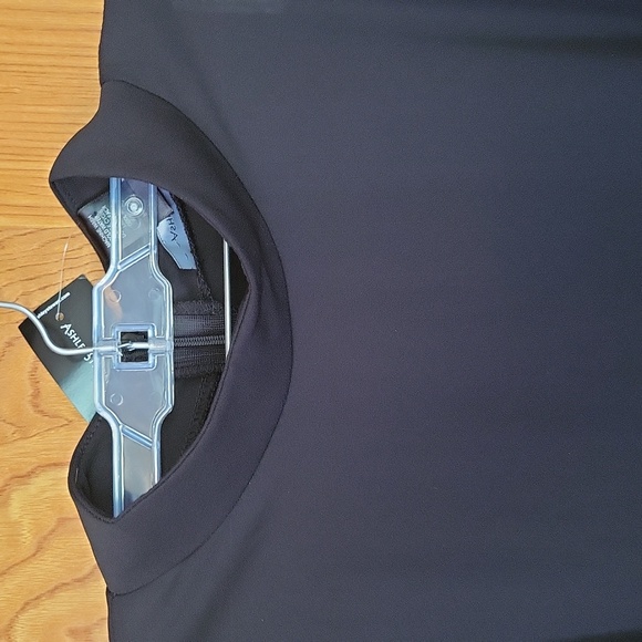 Ashley Stewart black blouse with flowing sheer black, whit and yellow sleeves - Picture 2 of 9